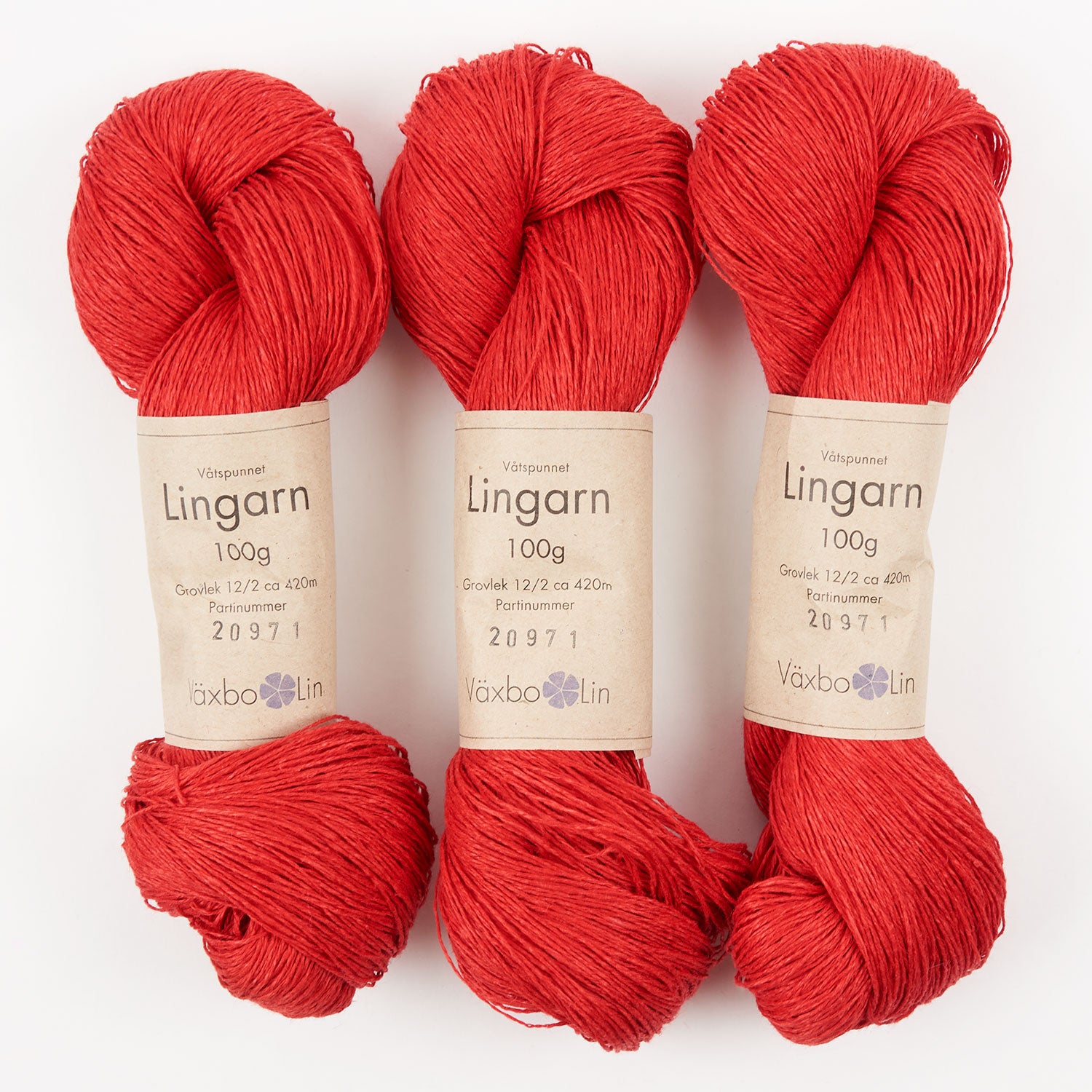 Växbo Lin LINGARN - 12 RÖD Linen Light Fingering red Yarn