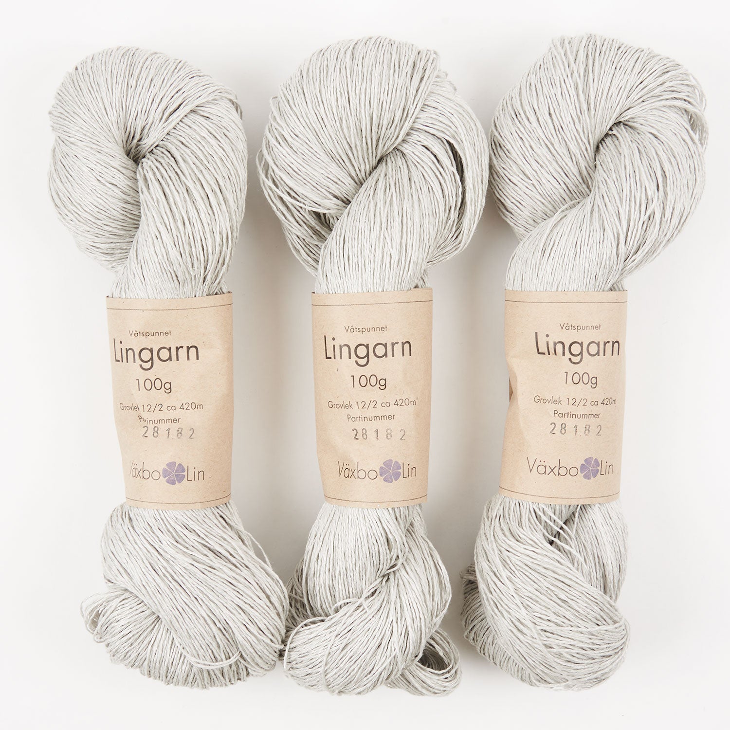 Växbo Lin LINGARN - 23 SILVER Linen Light Fingering grey Yarn