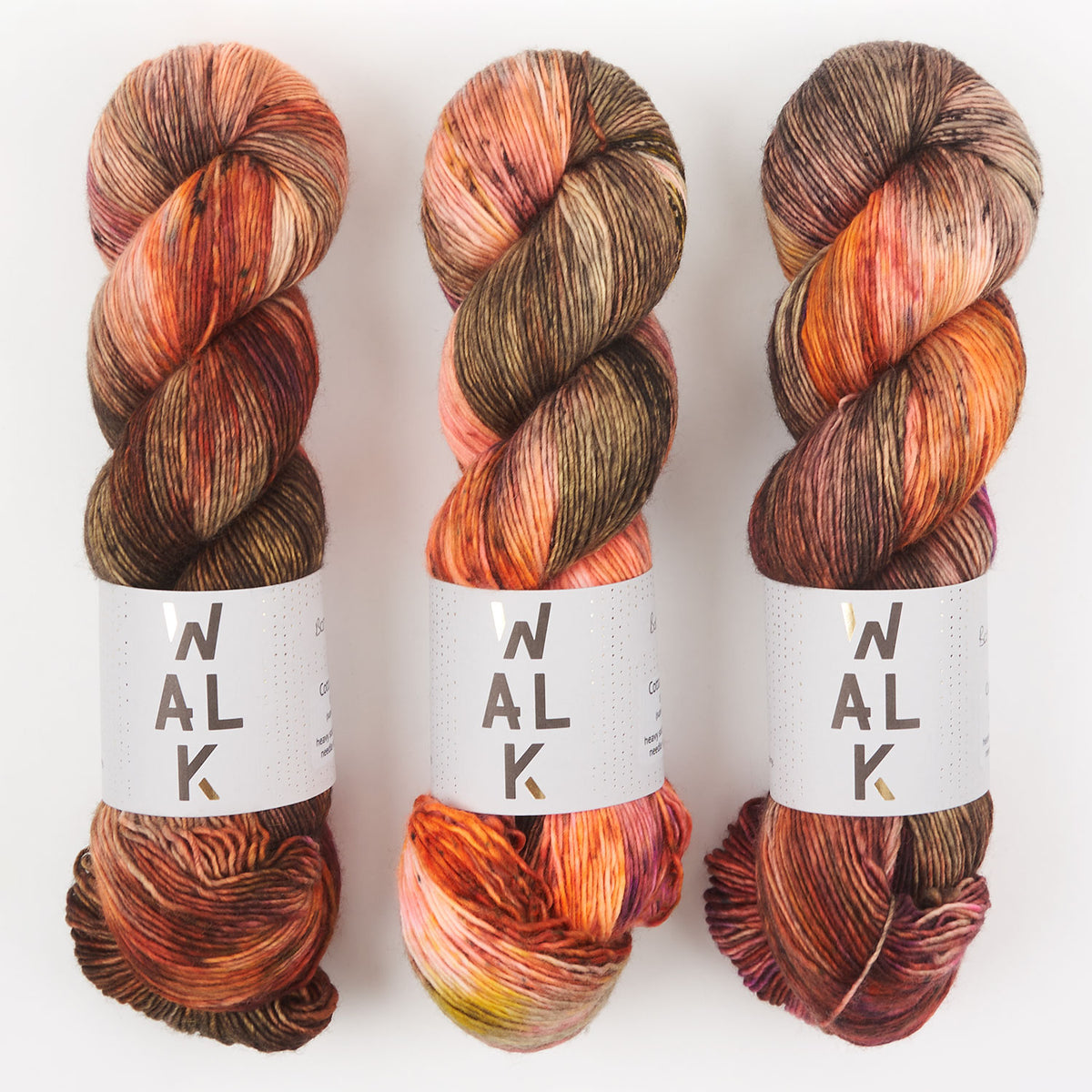 WALK Collection COTTAGE MERINO - BONFIRE Merino wool Fingering brown orange Yarn